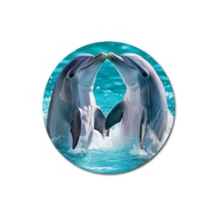 Dolphins Sea Ocean Magnet 3  (round) by Cemarart