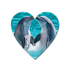 Dolphins Sea Ocean Heart Magnet by Cemarart