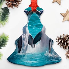 Dolphins Sea Ocean Christmas Tree Ornament (two Sides) by Cemarart