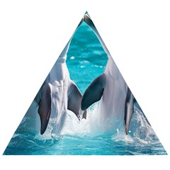 Dolphins Sea Ocean Wooden Puzzle Triangle by Cemarart