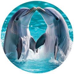 Dolphins Sea Ocean Wooden Puzzle Round by Cemarart