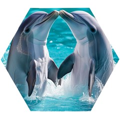 Dolphins Sea Ocean Wooden Puzzle Hexagon by Cemarart