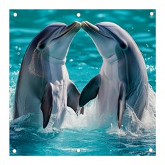 Dolphins Sea Ocean Banner And Sign 3  X 3  by Cemarart