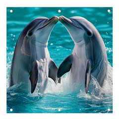 Dolphins Sea Ocean Banner And Sign 4  X 4  by Cemarart