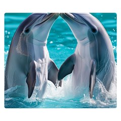 Dolphins Sea Ocean Premium Plush Fleece Blanket (small) by Cemarart