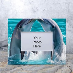 Dolphins Sea Ocean White Tabletop Photo Frame 4 x6  by Cemarart