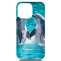 Dolphins Sea Ocean Iphone 14 Pro Max Black Uv Print Case by Cemarart