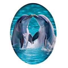 Dolphins Sea Ocean Oval Glass Fridge Magnet (4 Pack) by Cemarart