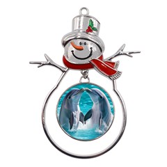 Dolphins Sea Ocean Metal Snowman Ornament by Cemarart