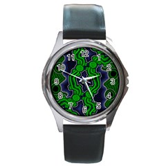 Authentic Aboriginal Art - After The Rain Round Metal Watch by hogartharts