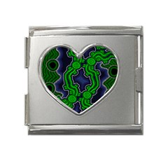 Authentic Aboriginal Art - After The Rain Mega Link Heart Italian Charm (18mm) by hogartharts