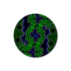 Authentic Aboriginal Art - After The Rain Rubber Round Coaster (4 Pack) by hogartharts