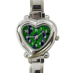 Authentic Aboriginal Art - After The Rain Heart Italian Charm Watch by hogartharts