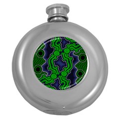 Authentic Aboriginal Art - After The Rain Round Hip Flask (5 Oz) by hogartharts