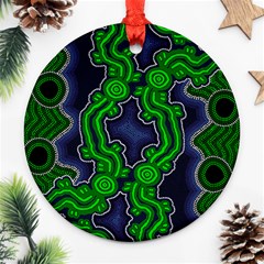 Authentic Aboriginal Art - After The Rain Round Ornament (two Sides) by hogartharts