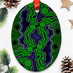 Authentic Aboriginal Art - After The Rain Oval Ornament (two Sides) by hogartharts