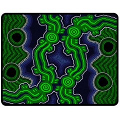 Authentic Aboriginal Art - After The Rain Fleece Blanket (medium) by hogartharts