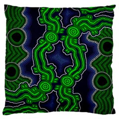 Authentic Aboriginal Art - After The Rain Large Cushion Case (one Side) by hogartharts