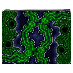 Authentic Aboriginal Art - After The Rain Cosmetic Bag (xxxl) by hogartharts