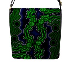 Authentic Aboriginal Art - After The Rain Flap Closure Messenger Bag (l) by hogartharts