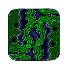 Authentic Aboriginal Art - After The Rain Square Metal Box (black) by hogartharts