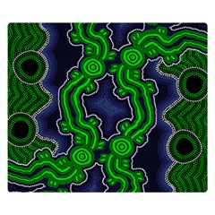 Authentic Aboriginal Art - After The Rain Premium Plush Fleece Blanket (small) by hogartharts