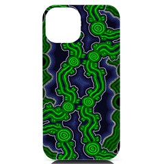 Authentic Aboriginal Art - After The Rain Iphone 14 Black Uv Print Case by hogartharts