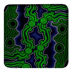 Authentic Aboriginal Art - After The Rain Square Glass Fridge Magnet (4 Pack) by hogartharts