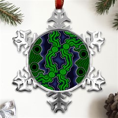 Authentic Aboriginal Art - After The Rain Metal Small Snowflake Ornament by hogartharts