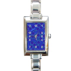 Authentic Aboriginal Art - Rivers Around Us Rectangle Italian Charm Watch by hogartharts