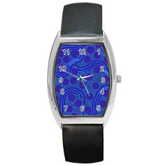 Authentic Aboriginal Art - Rivers Around Us Barrel Style Metal Watch by hogartharts