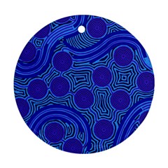 Authentic Aboriginal Art - Rivers Around Us Round Ornament (two Sides) by hogartharts