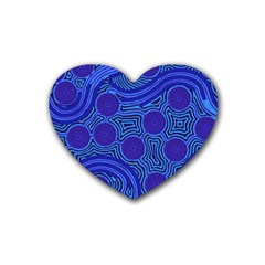 Authentic Aboriginal Art - Rivers Around Us Rubber Coaster (heart) by hogartharts