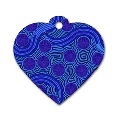 Authentic Aboriginal Art - Rivers Around Us Dog Tag Heart (one Side) by hogartharts