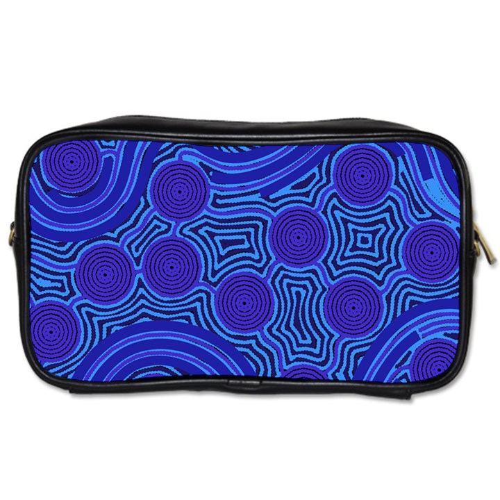 Authentic Aboriginal Art - Rivers Around Us Toiletries Bag (Two Sides)