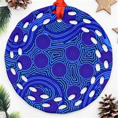 Authentic Aboriginal Art - Rivers Around Us Round Filigree Ornament (two Sides) by hogartharts