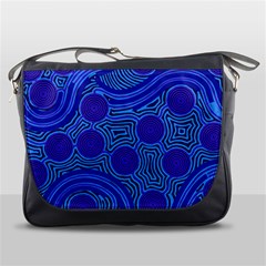 Authentic Aboriginal Art - Rivers Around Us Messenger Bag by hogartharts