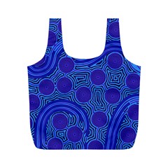 Authentic Aboriginal Art - Rivers Around Us Full Print Recycle Bag (m) by hogartharts