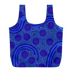 Authentic Aboriginal Art - Rivers Around Us Full Print Recycle Bag (l) by hogartharts