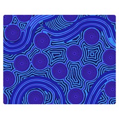 Authentic Aboriginal Art - Rivers Around Us Two Sides Premium Plush Fleece Blanket (medium) by hogartharts