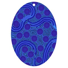 Authentic Aboriginal Art - Rivers Around Us Uv Print Acrylic Ornament Oval by hogartharts