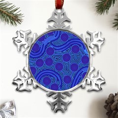 Authentic Aboriginal Art - Rivers Around Us Metal Small Snowflake Ornament by hogartharts