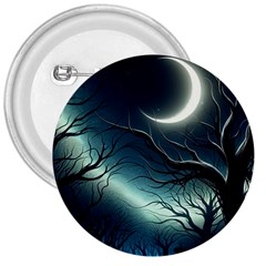 Moon Moonlit Forest Fantasy Midnight 3  Buttons by Cemarart