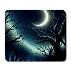 Moon Moonlit Forest Fantasy Midnight Large Mousepad by Cemarart