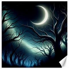 Moon Moonlit Forest Fantasy Midnight Canvas 20  X 20  by Cemarart