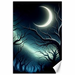 Moon Moonlit Forest Fantasy Midnight Canvas 20  X 30  by Cemarart