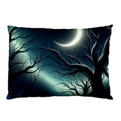 Moon Moonlit Forest Fantasy Midnight Pillow Case by Cemarart