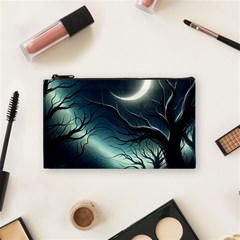 Moon Moonlit Forest Fantasy Midnight Cosmetic Bag (small) by Cemarart