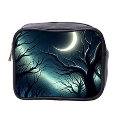 Moon Moonlit Forest Fantasy Midnight Mini Toiletries Bag (two Sides) by Cemarart