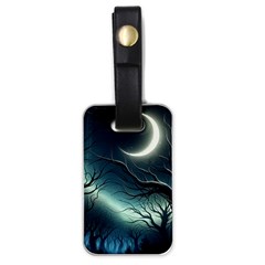 Moon Moonlit Forest Fantasy Midnight Luggage Tag (one Side) by Cemarart